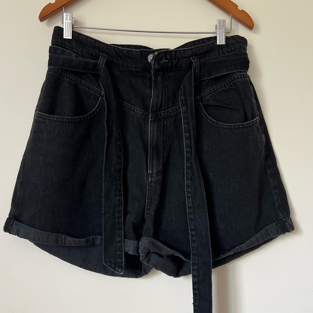 Black High-Waist Denim Women's Shorts